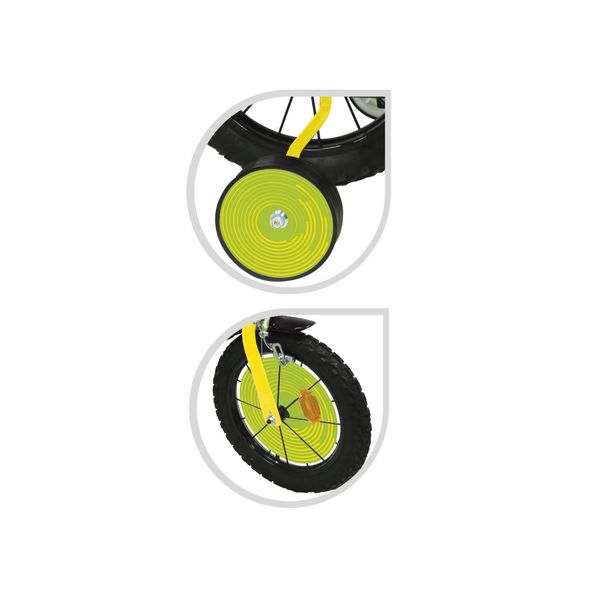 Bicicletta 14" - verde - bauletto, cestello e disco colorato nella ruota anteriore inclusi - adatta per  bambini dai 5-7 anni - SUN&SPORT