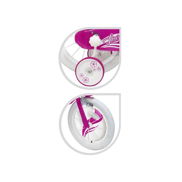 Bicicletta 14" - fucsia - bauletto, cestello e disco colorato nella ruota anteriore inclusi - adatta per  bambini dai 5-7 anni - SUN&SPORT
