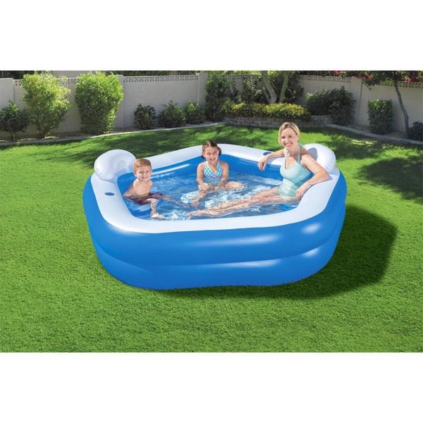 Bestway piscina family pentagono 213x206x69 cm con due sedute, due poggiatesta e due portabicchieri - Bestway