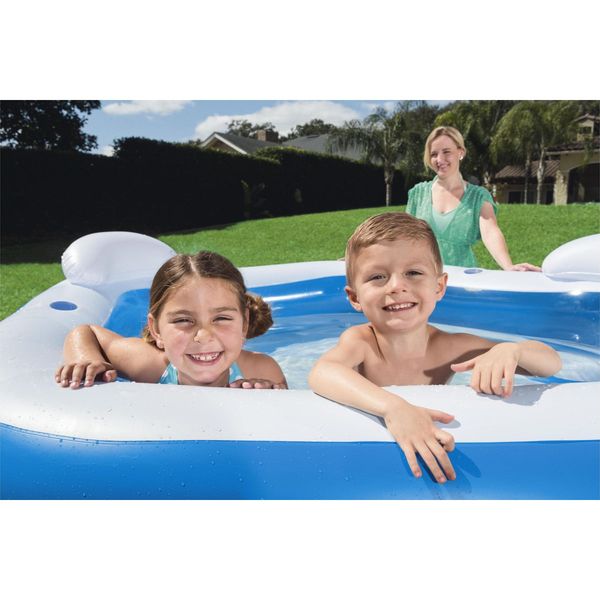 Bestway piscina family pentagono 213x206x69 cm con due sedute, due poggiatesta e due portabicchieri - Bestway