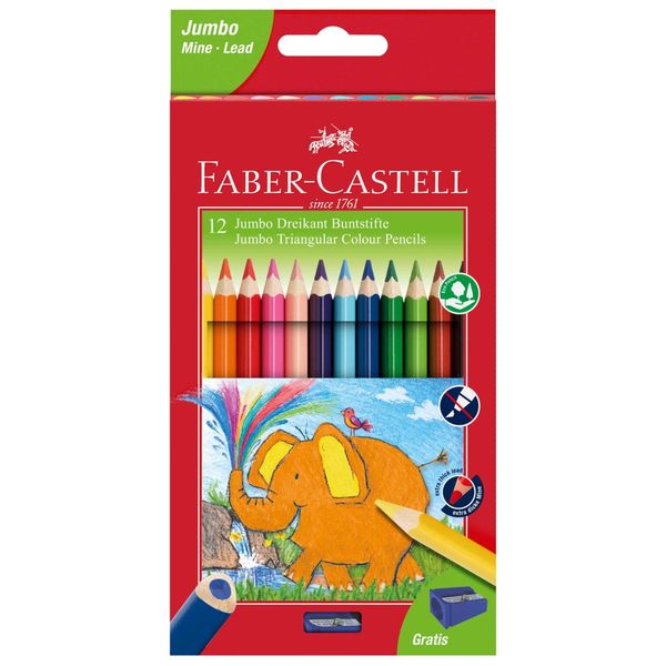 Matite colorate jumbo 12 colori + temperino - 