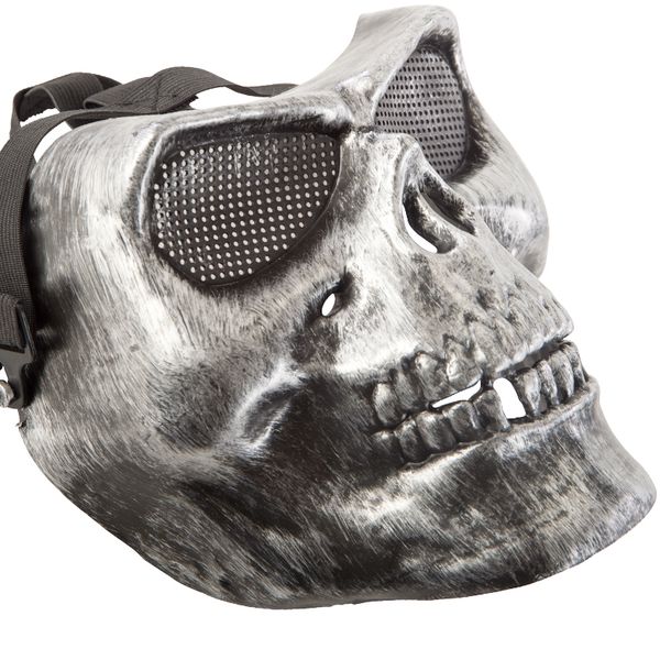 Maschera teschio grigio in plastica rigida con cavità per halloween e feste a tema - spaventosa e realistica - CARNIVAL TOYS