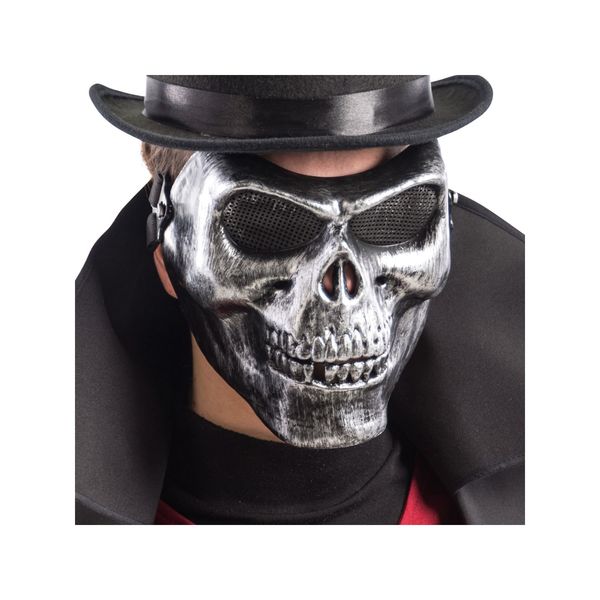 Maschera teschio grigio in plastica rigida con cavità per halloween e feste a tema - spaventosa e realistica - CARNIVAL TOYS