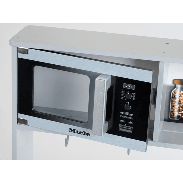 Cucina miele in legno con luci e suoni – fornello, microonde, lavello estraibile e accessori inclusi – 70x30x91 cm - MIELE