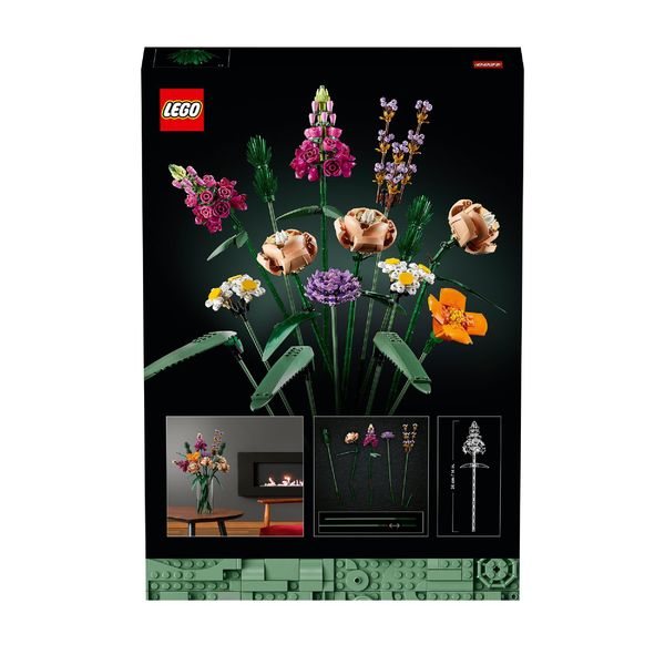 Lego icons 10280 bouquet di fiori, piante artificiali, costruzione in mattoncini, decorazioni casa, hobby creativi per adulti - LEGO ICONS BOTANICAL, LEGO, LEGO ICONS