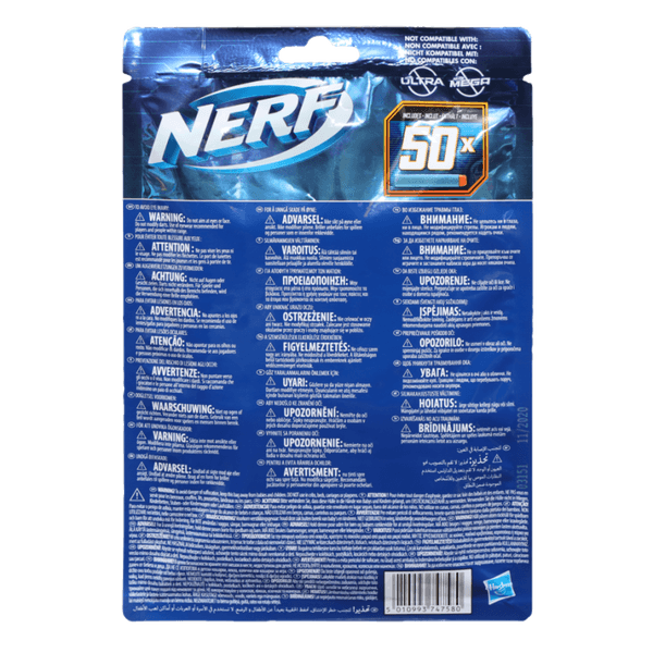 Hasbro nerf elite 2.0 confezione ricarica 50 dardi elite 2.0 ufficiali, compatibile con tutti i blaster nerf elite - NERF