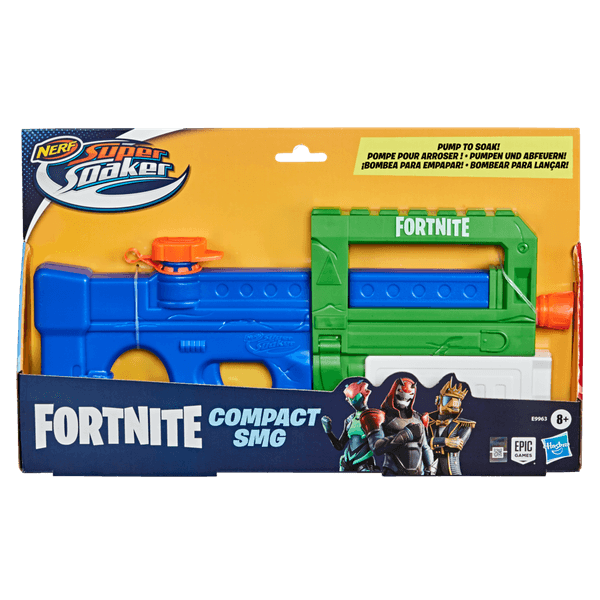 Hasbro nerf super soaker fortnite compact smg - blaster con getto d'acqua azionato a pompa - NERF