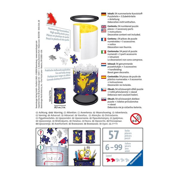 Ravensburger - 3d puzzle portapenne pokémon, 54 pezzi, 6+ anni - POKEMON, RAVENSBURGER, RAVENSBURGER 3D PUZZLE