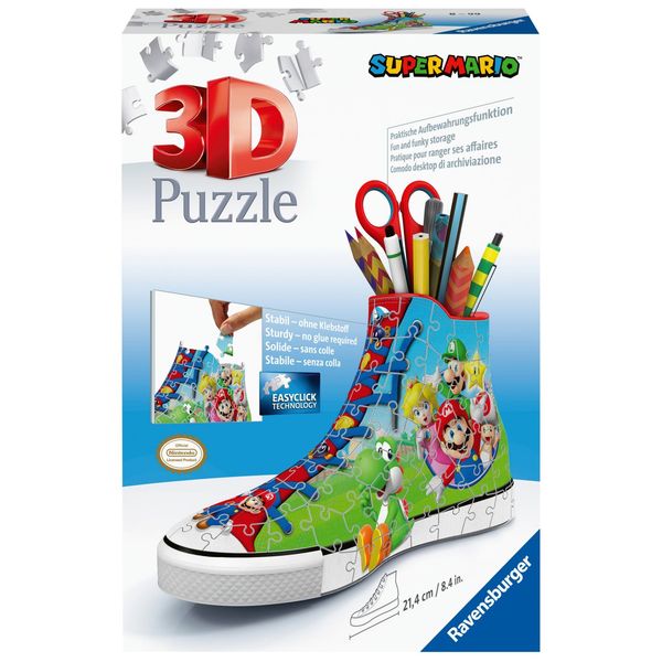 Ravensburger - 3d puzzle portapenne sneaker super mario edition, 108 pezzi, 8+ anni - RAVENSBURGER, RAVENSBURGER 3D PUZZLE, Super Mario