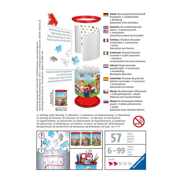 Ravensburger - 3d puzzle portapenne super mario, 54 pezzi, 6+ anni - RAVENSBURGER, RAVENSBURGER 3D PUZZLE, Super Mario