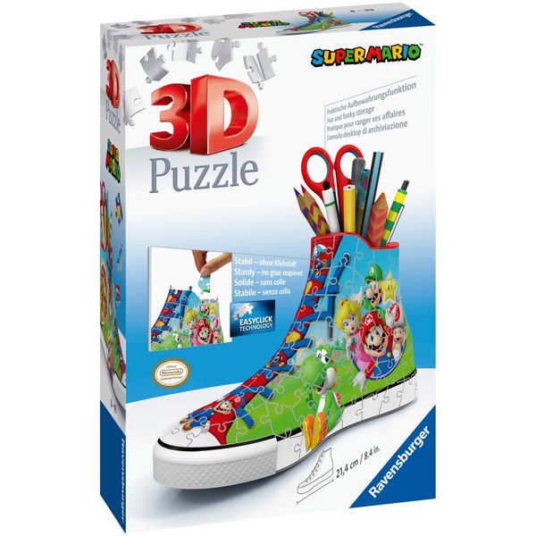 Ravensburger - 3d puzzle portapenne sneaker super mario edition, 108 pezzi, 8+ anni - RAVENSBURGER, RAVENSBURGER 3D PUZZLE, Super Mario