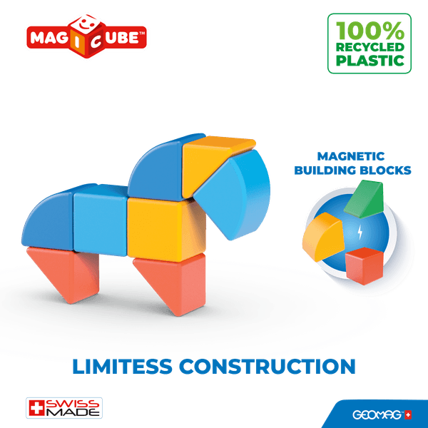 201 geomag magicube 3 shapes recycled animals 9 pcs - Geomag