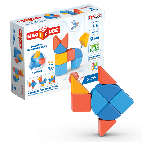 201 geomag magicube 3 shapes recycled animals 9 pcs - Geomag