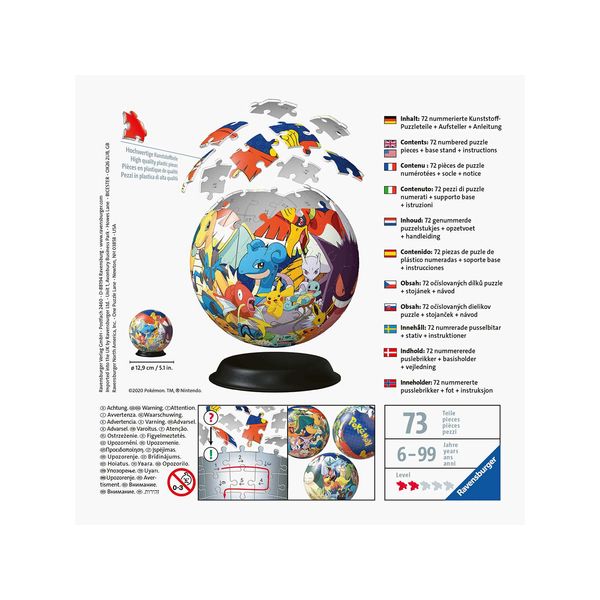 Ravensburger - 3d puzzle personaggi pokémon, 72 pezzi, 6+ anni - POKEMON, RAVENSBURGER, RAVENSBURGER 3D PUZZLE