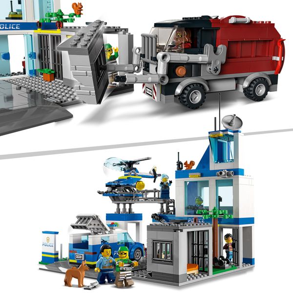 Lego city police stazione di polizia, con camion della spazzatura ed elicottero giocattolo, per bambini di 6+ anni, 60316 - LEGO CITY, LEGO