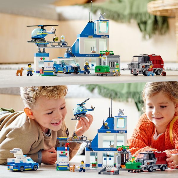 Lego city police stazione di polizia, con camion della spazzatura ed elicottero giocattolo, per bambini di 6+ anni, 60316 - LEGO CITY, LEGO