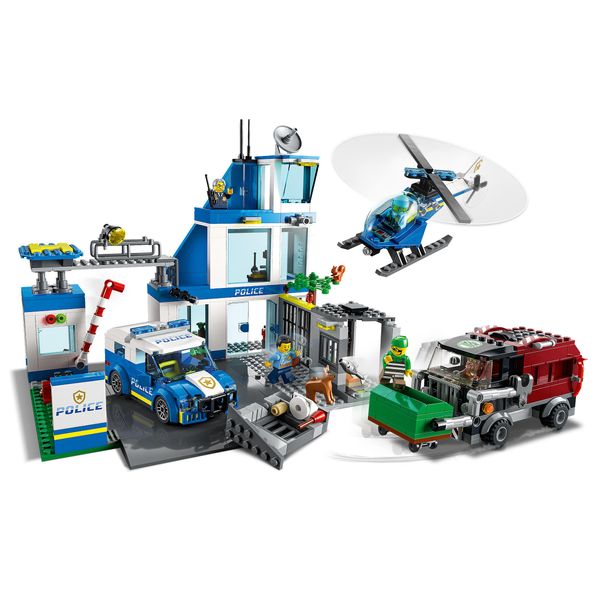 Lego city police stazione di polizia, con camion della spazzatura ed elicottero giocattolo, per bambini di 6+ anni, 60316 - LEGO CITY, LEGO