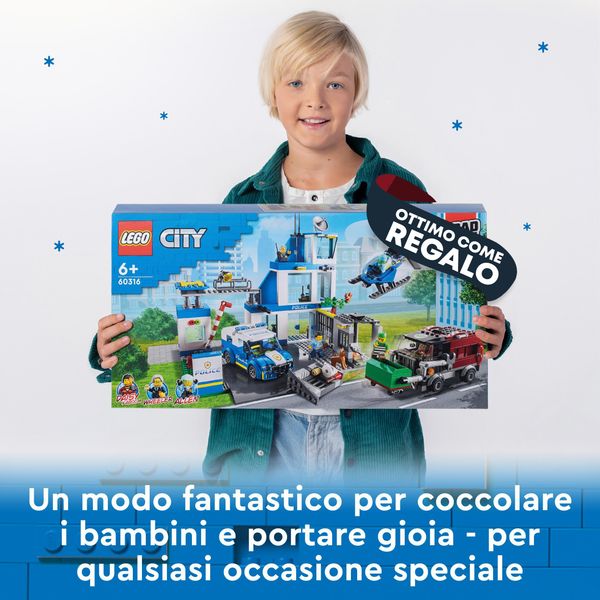 Lego city police stazione di polizia, con camion della spazzatura ed elicottero giocattolo, per bambini di 6+ anni, 60316 - LEGO CITY, LEGO