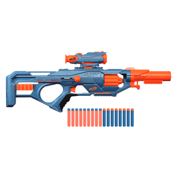 Nerf elite 2.0 - eaglepoint rd-8, blaster con tamburo da 8 dardi, mirino e canna staccabili - NERF
