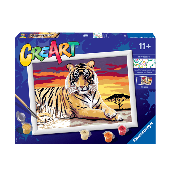 Ravensburger creart per bambini, kit per dipingere con i numeri, 11+, serie d, tigre - CREART, RAVENSBURGER