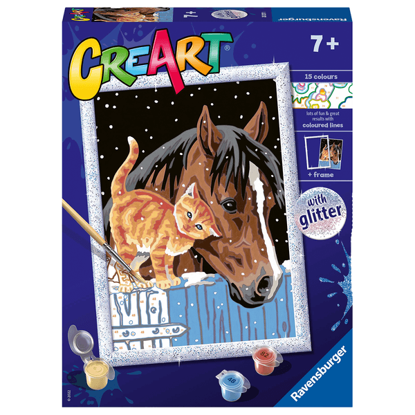 Ravensburger creart per bambini, kit per dipingere con i numeri, 7+, serie d, insoliti amici - CREART, RAVENSBURGER