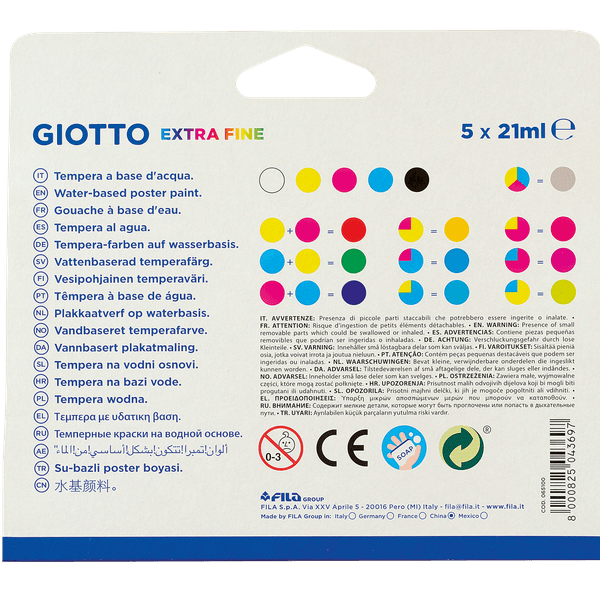 Astuccio tempere giotto colori primari 5 x 12 ml - GIOTTO