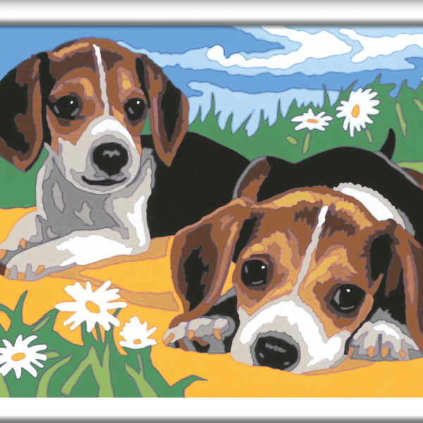Ravensburger creart per bambini, kit per dipingere con i numeri, 7+, serie d, cuccioli jack russel - CREART, RAVENSBURGER