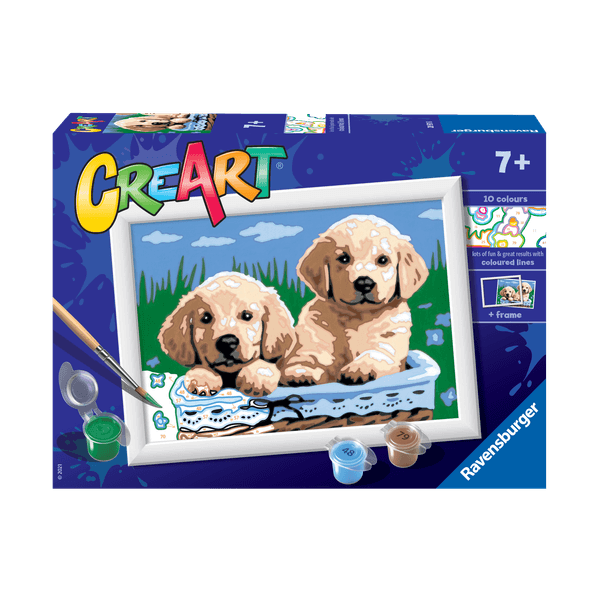 Ravensburger creart per bambini, kit per dipingere con i numeri, 7+, serie e, cani retriever - CREART, RAVENSBURGER