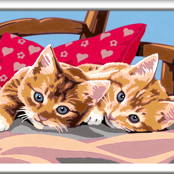 Ravensburger creart per bambini, kit per dipingere con i numeri, 9+, serie d, gattini sul cuscino - CREART, RAVENSBURGER
