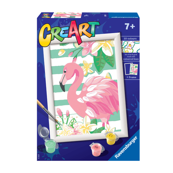 Ravensburger creart per bambini, kit per dipingere con i numeri, 7+, serie e, fenicottero - CREART, RAVENSBURGER