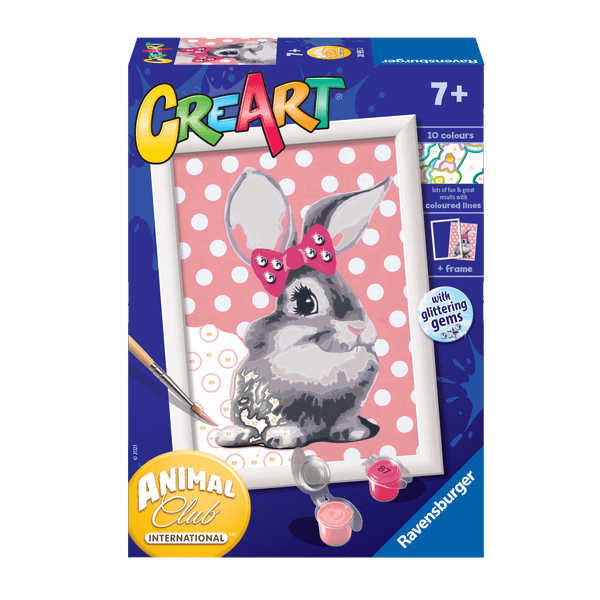 Ravensburger creart per bambini, kit per dipingere con i numeri, 7+, serie e, coniglietta - CREART, RAVENSBURGER