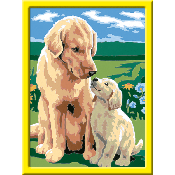 Ravensburger creart per bambini, kit per dipingere con i numeri, 7+, serie d, retriever sul prato - CREART, RAVENSBURGER