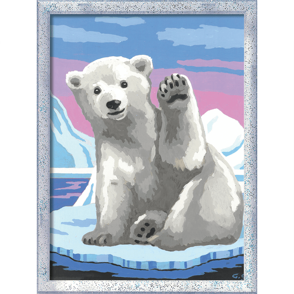 Ravensburger creart per bambini, kit per dipingere con i numeri, 9+, serie d, ciao ciao orso polare - CREART