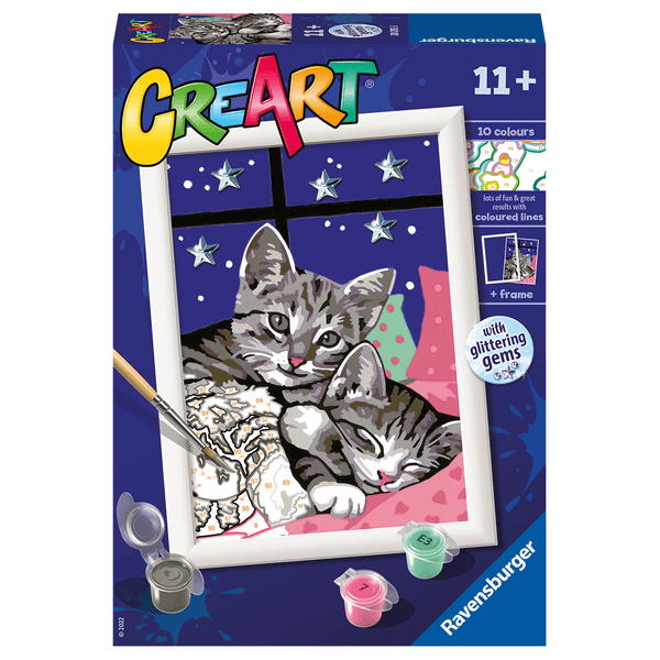 Ravensburger creart per bambini, kit per dipingere con i numeri, 11+, serie e, dolci gattini - CREART, RAVENSBURGER