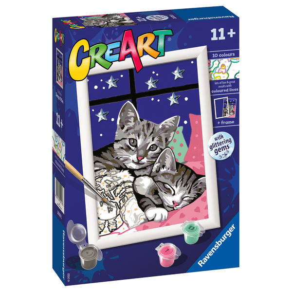 Ravensburger creart per bambini, kit per dipingere con i numeri, 11+, serie e, dolci gattini - CREART, RAVENSBURGER