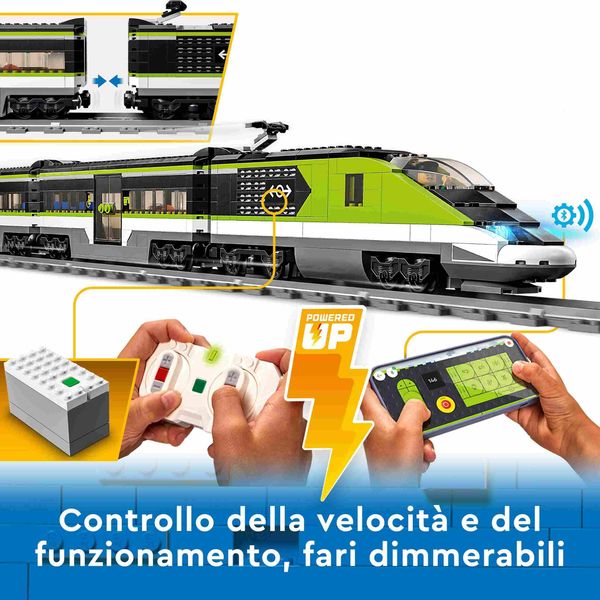 Lego city 60337 treno passeggeri espresso, con locomotiva giocattolo telecomandata con luci e binari, giochi per bambini - LEGO CITY, LEGO