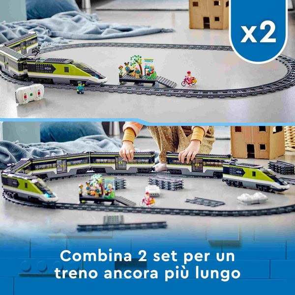 Lego city 60337 treno passeggeri espresso, con locomotiva giocattolo telecomandata con luci e binari, giochi per bambini - LEGO CITY, LEGO