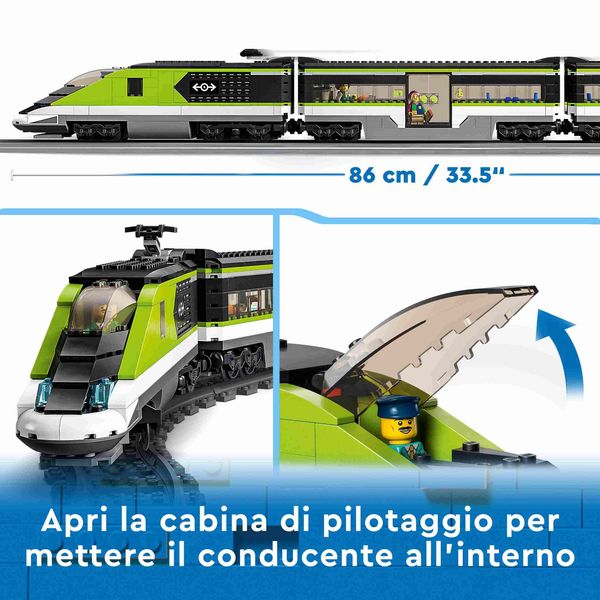 Lego city 60337 treno passeggeri espresso, con locomotiva giocattolo telecomandata con luci e binari, giochi per bambini - LEGO CITY, LEGO