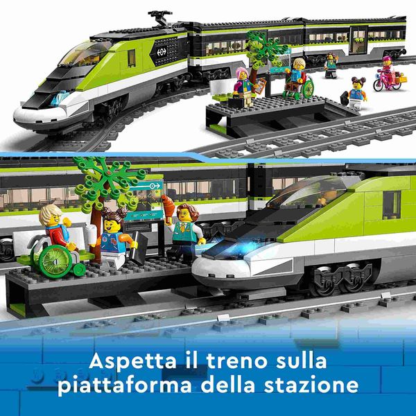 Lego city 60337 treno passeggeri espresso, con locomotiva giocattolo telecomandata con luci e binari, giochi per bambini - LEGO CITY, LEGO