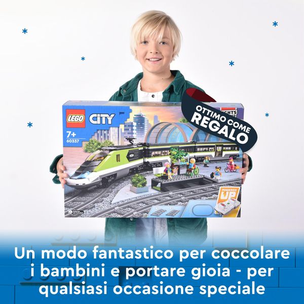 Lego city 60337 treno passeggeri espresso, con locomotiva giocattolo telecomandata con luci e binari, giochi per bambini - LEGO CITY, LEGO