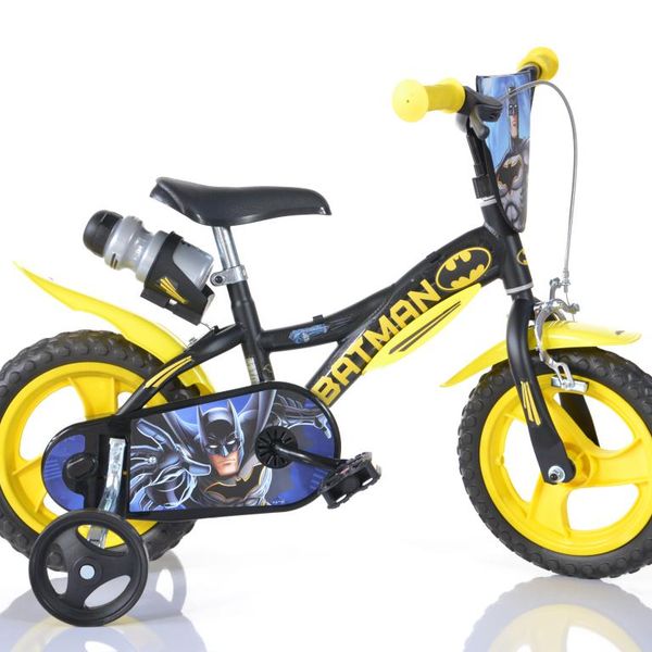 Bicicletta da bambino batman ruota 12 pollici con rotelle, freno e scudo anteriore - adatta a 3-5 anni - ideale per imparare a pedalare in autonomia con massima sicurezza - BATMAN, DC COMICS