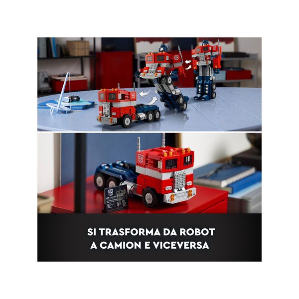 Lego icons optimus prime, modellino da costruire 2 in 1 del leader dei transformers, set da collezione per adulti, 10302 - LEGO, LEGO ICONS