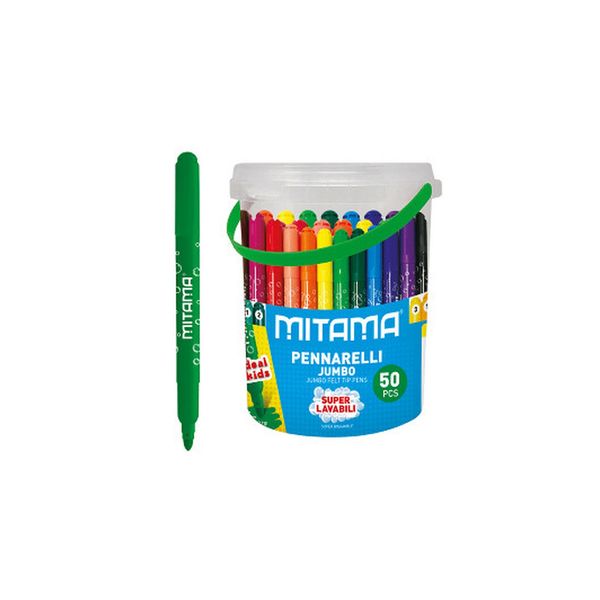 Maxi scorta barattolo 50 pennarelli jumbo super lavabili punta maxi 5mm - colori assortiti - 