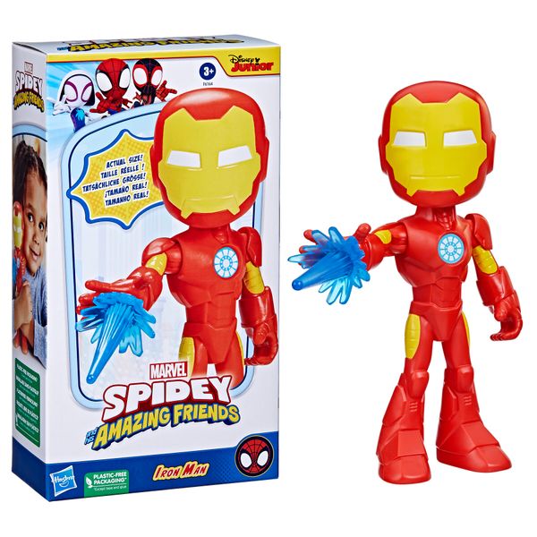 Hasbro marvel spidey e i suoi fantastici amici, mega iron man, action figure giocattolo super hero per età prescolare, per bambini e bambine dai 3 anni in su - SPIDEY, MARVEL