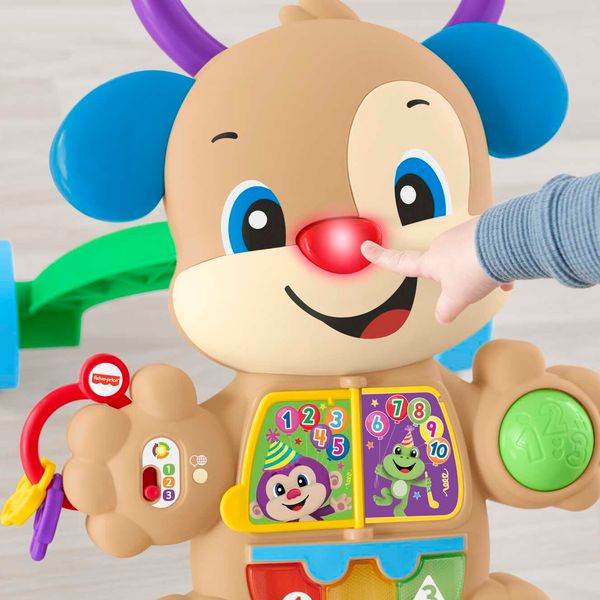 Fisher-price ridi & impara cagnolino primi passi - edizione multilingue, giocattolo musicale per camminare; per neonati e bambini piccoli da 6 a 36 mesi - FISHER-PRICE