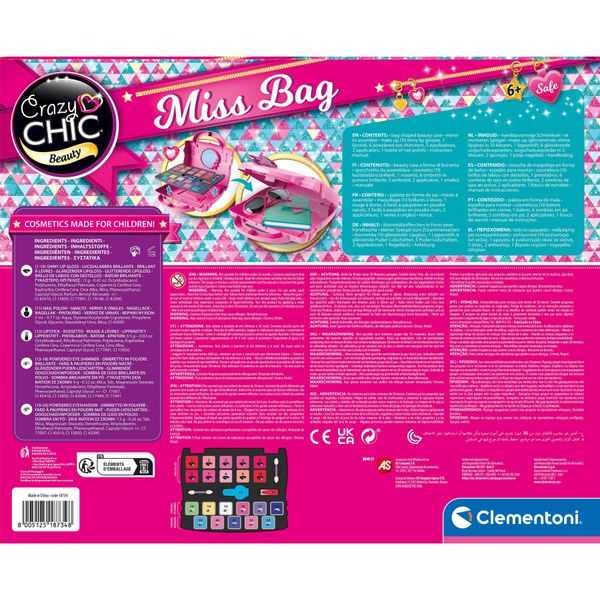 Clementoni - 18734 - crazy chic - miss bag trousse, set trucchi bambina - CLEMENTONI, CRAZY CHIC