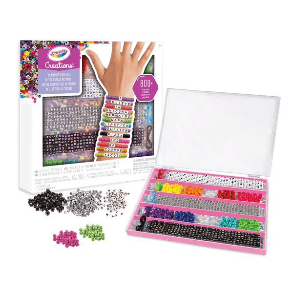 Crayola creations, set per braccialetti e bijoux con lettere e perle con più di 800 perline, attività creativa e regalo per bambine, da 8 anni - CRAYOLA