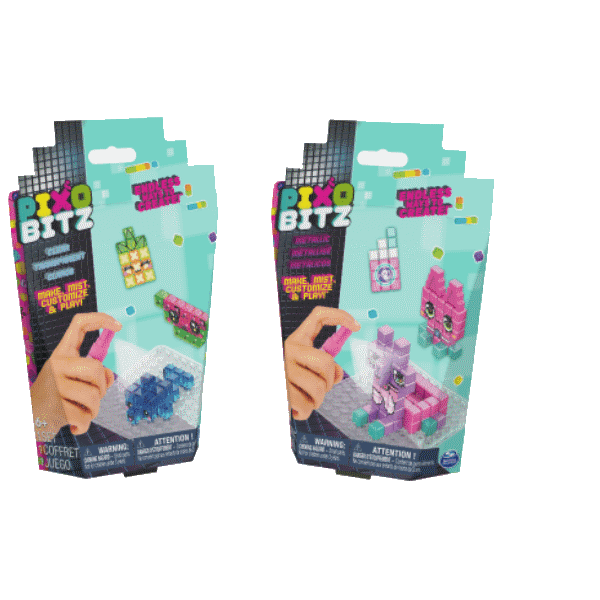 Pixobitz - confezione di ricarica con 156 bitz metallizzati e trasparenti idroadesivi - 