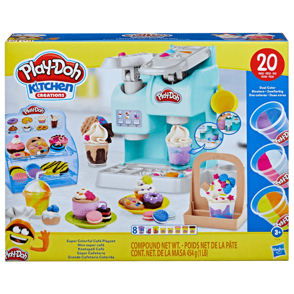 Play-doh, kitchen creations, la caffettiera super colorata, playset con 20 accessori e 8 vasetti di pasta modellabile - PLAY-DOH