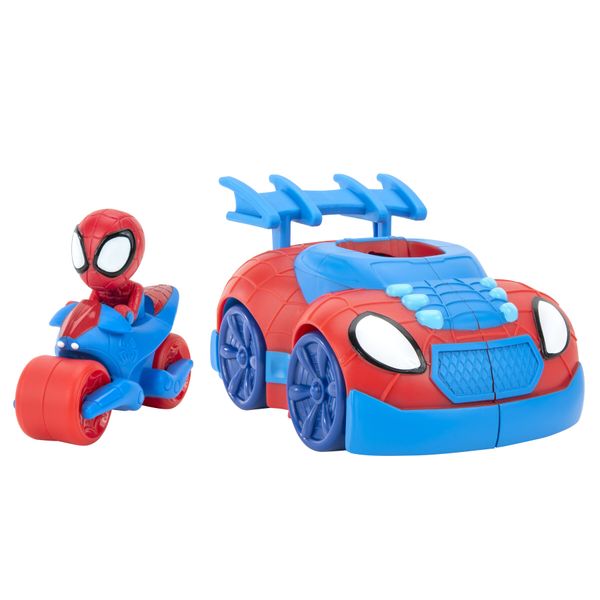 Veicolo 2 in 1, auto con funzione lanciatore, moto e personaggio spidey - SPIDEY, MARVEL